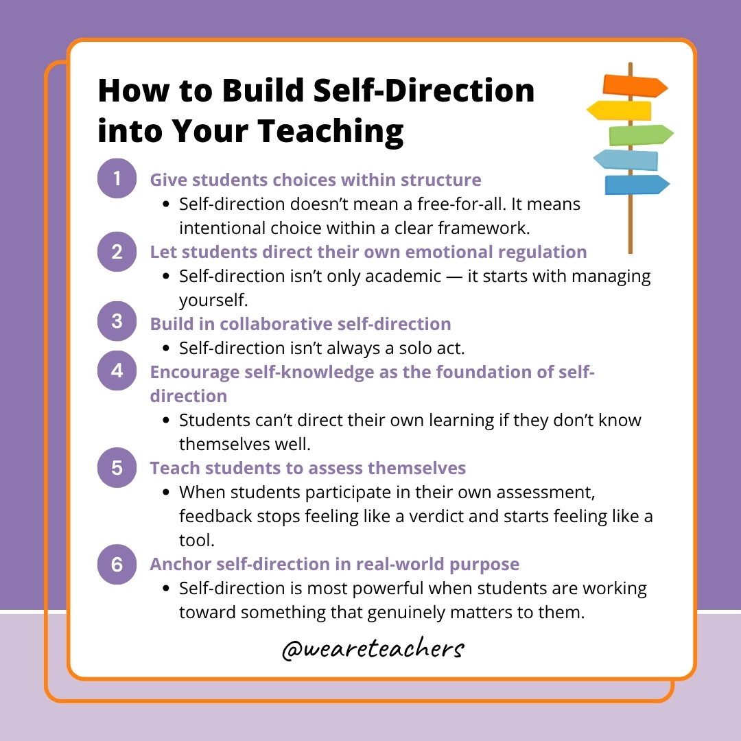 Self Direction Examples 6 Ways To Teach Self-Direction in the Classroom - We Are Teachers