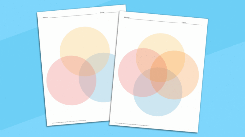 Gif featuring a selection of six Venn diagram templates on a blue background.