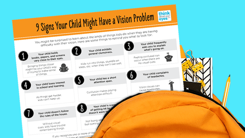 9 Signs a Kid May Have a Vision Problem - Free Vision Handout