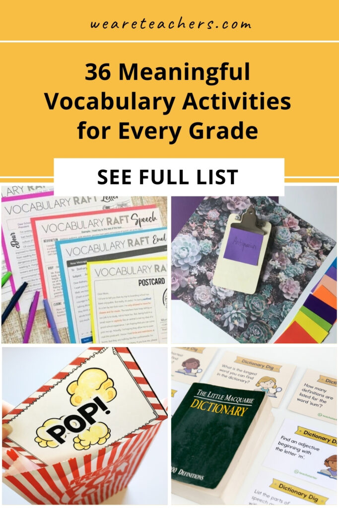 Help kids make a deeper connection to new words with these vocabulary activities. They work for any word list, elementary to high school.