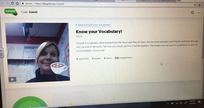 Flipgrid assignment page titled "Know Your Vocabulary'