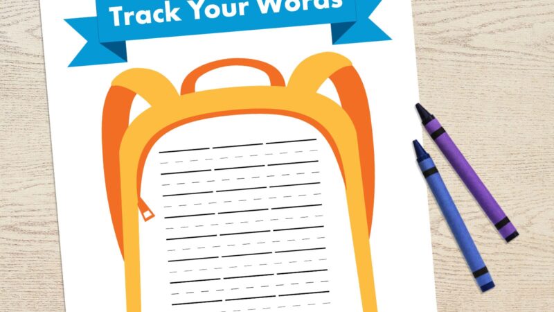 image of backpack with lines inside for kids to write words 