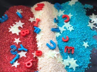 Fourth of July sensory bin.- fourth of july activities