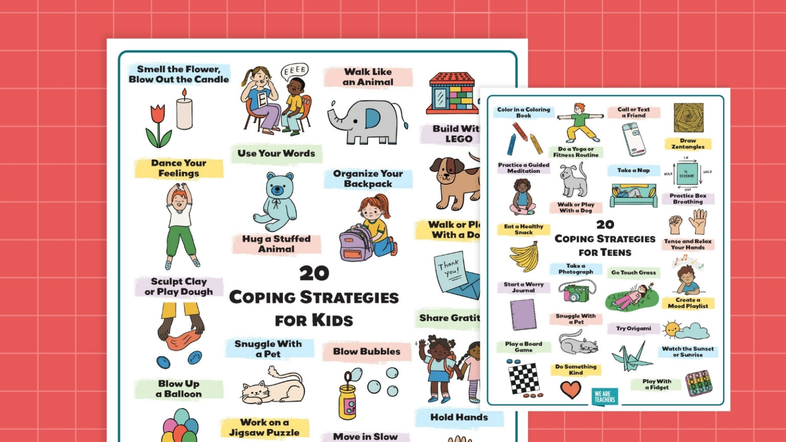 Coping Skills Poster an image of two printable coping kills posters for kids and teens