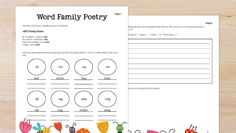 poem worksheet for grade 2