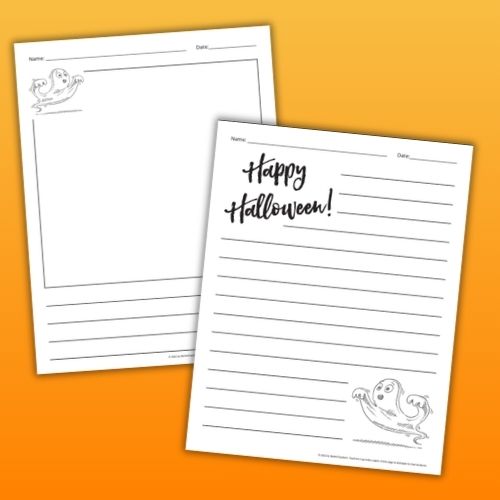 an image of two printable halloween writing papers