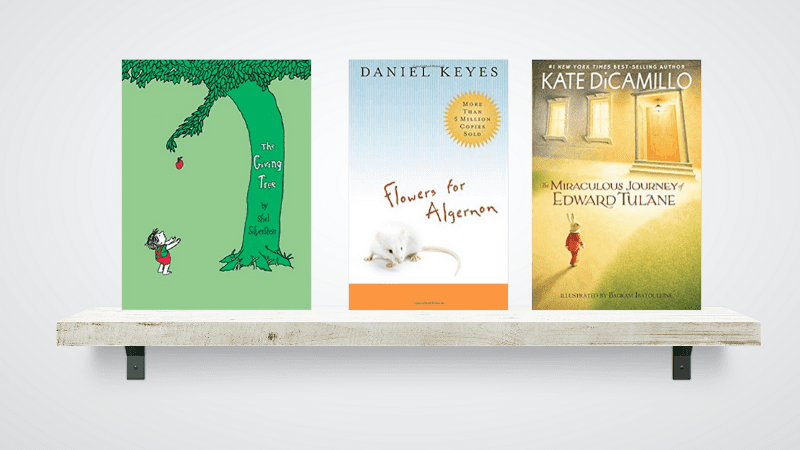 "The Giving Tree," "Flowers for Algernon," and "The Miraculous Journey of Edward Tulane" Books.
