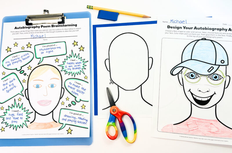 an image of three printable autobiography poem templates