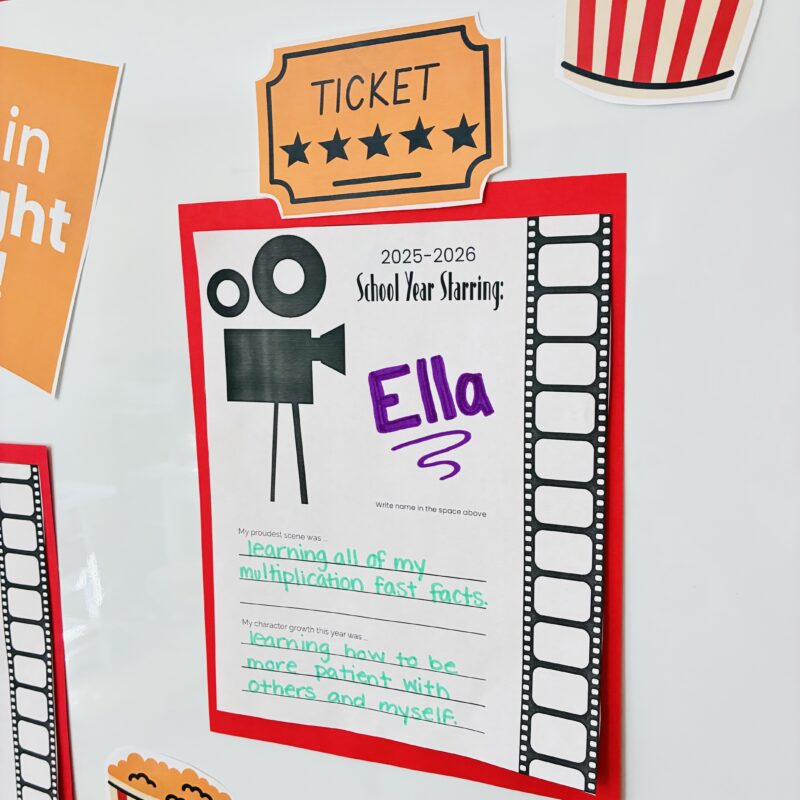 a photo of the student's response that can be printed in their main character sessions this school year