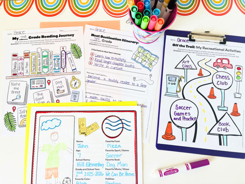 4 printables from the end of the year memory printable student examples