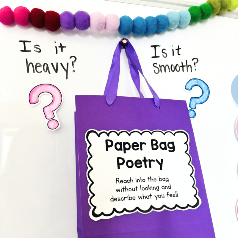 an image of a purple bag with the label: paper bag poetry