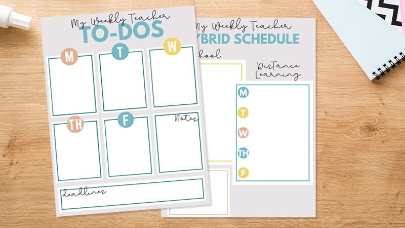 Free Printable Weekly To-Do Checklists for Teachers.
