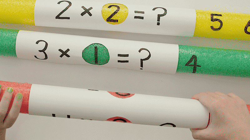 Multiplication facts with pool noodles