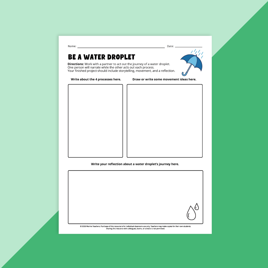 Image of a worksheet from the water cycle bundle.