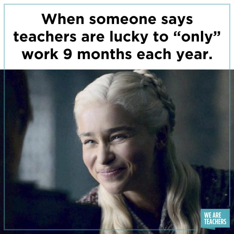 A woman smiling end-of-the-school-year memes