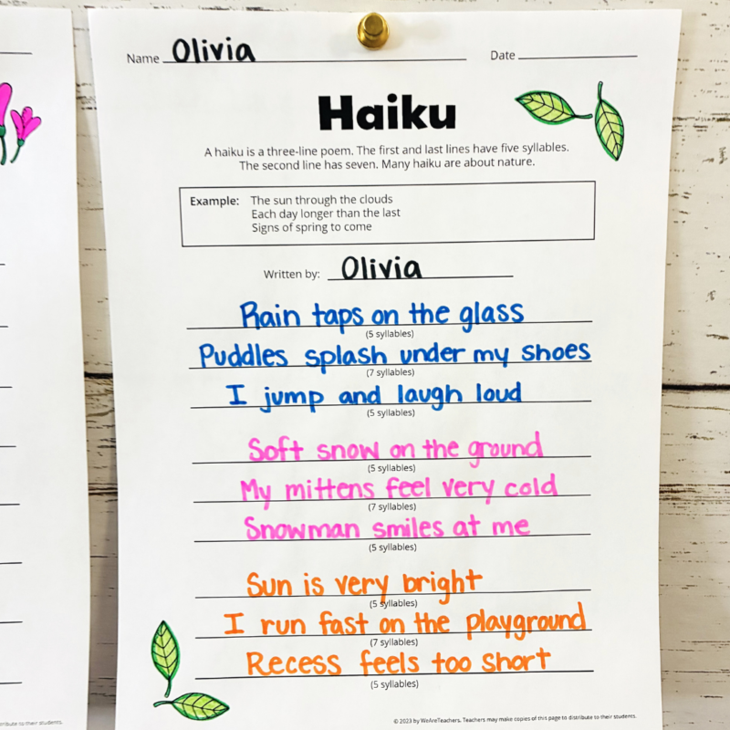 a haiku printable example 