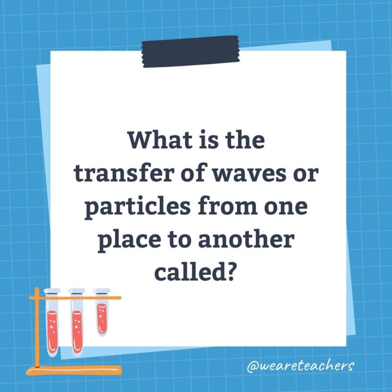 What is the transfer of waves or particles from one place to another called?