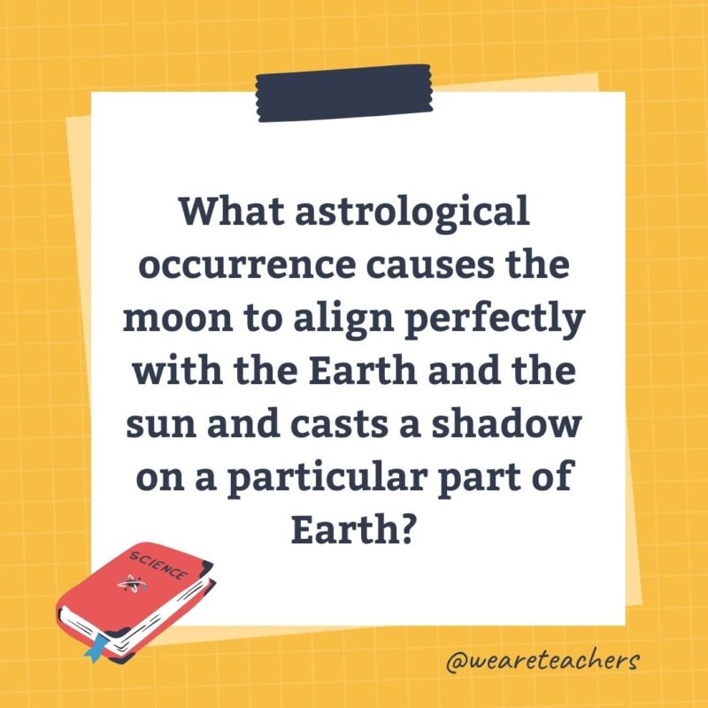 What astrological occurrence causes the moon to align perfectly with the Earth and the sun and casts a shadow on a particular part of Earth?