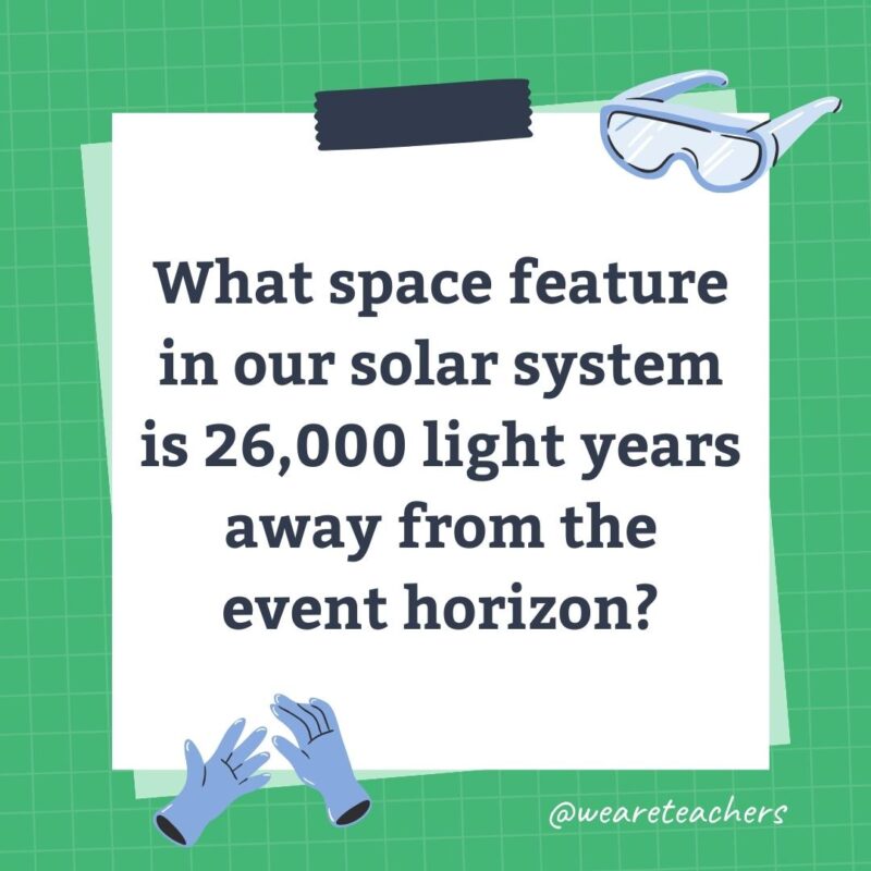 What space feature in our solar system is 26,000 light years away from the event horizon?