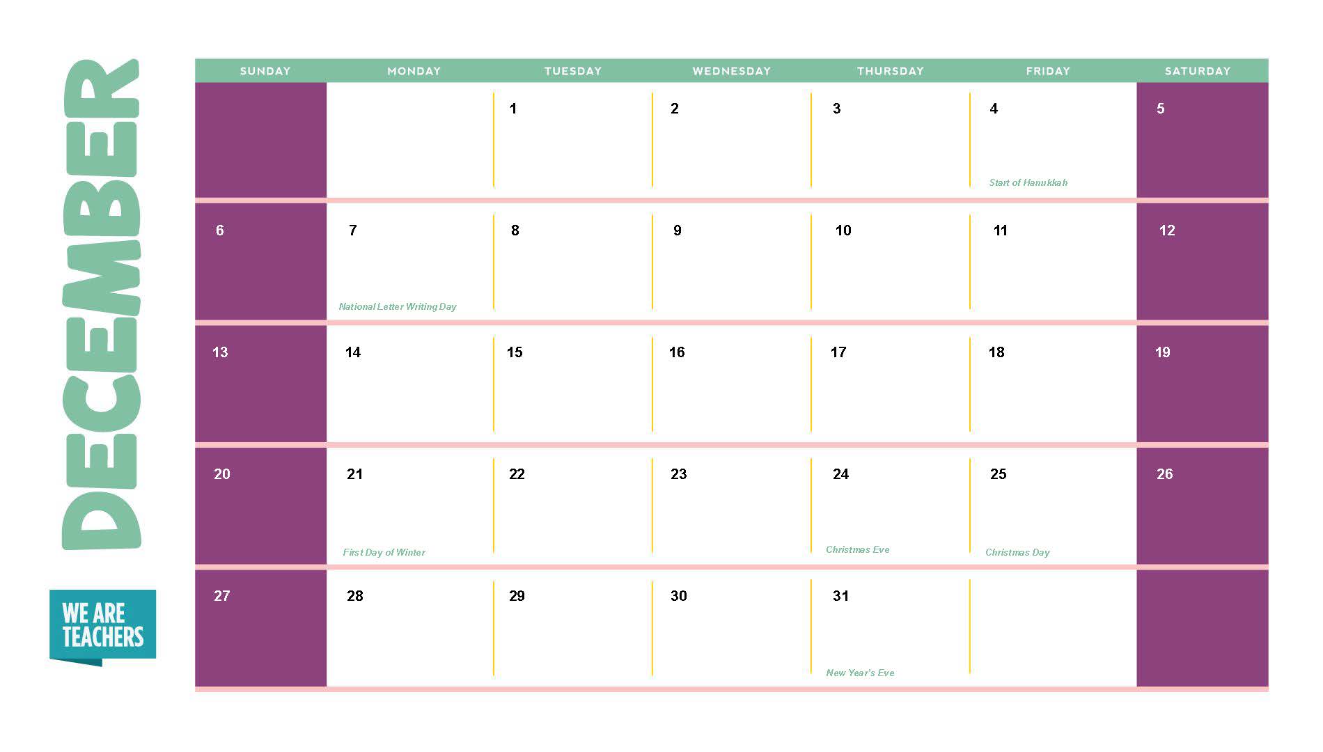 December School Holidays an image of a December calendar with school holidays