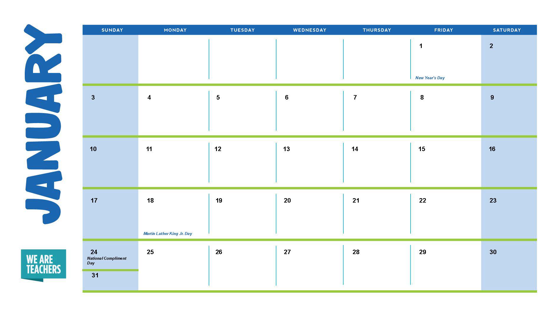 January School Holidays an image of a January calendar with school holidays