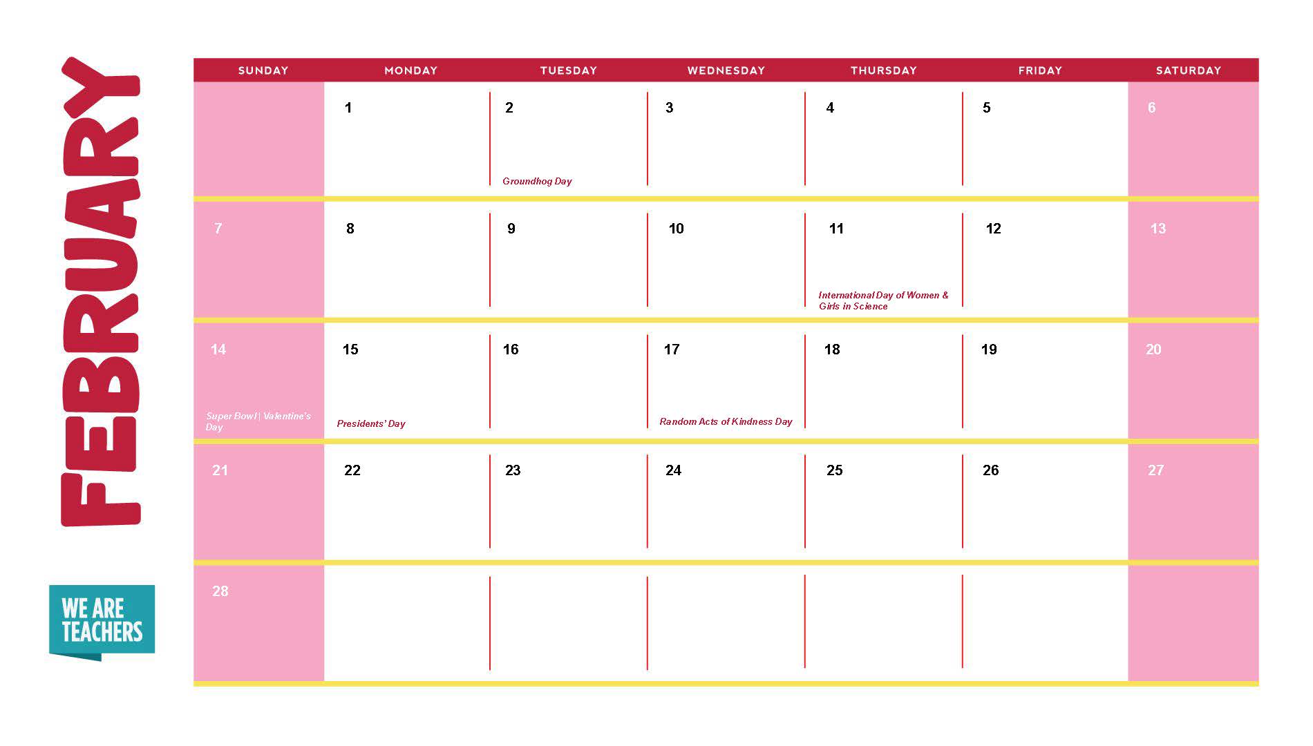 February School Holidays an image of a February calendar with school holidays