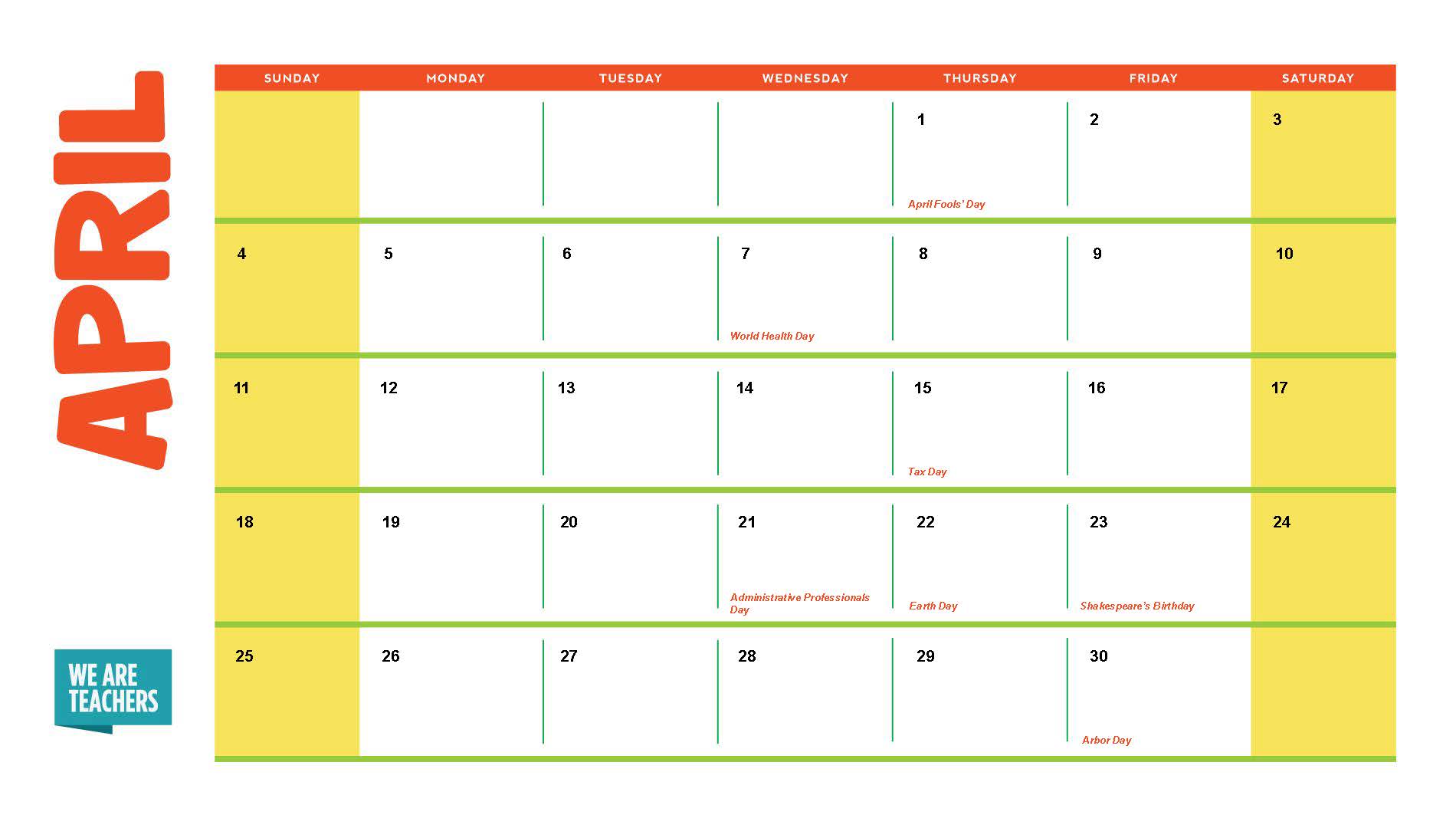 April School Holidays an image of an April calendar with school holidays