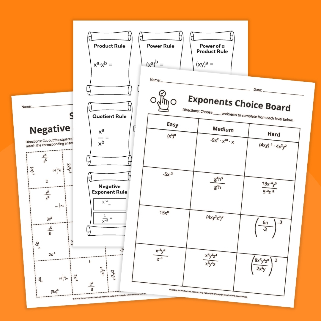Exponents Anchor Chart & Worksheet