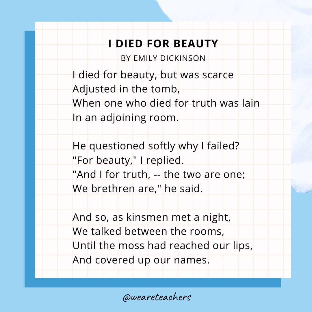 I Died for Beauty by Emily Dickinson