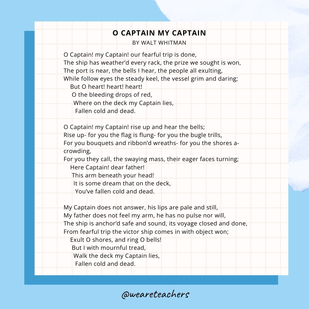 O Captain! My Captain! by Walt Whitman