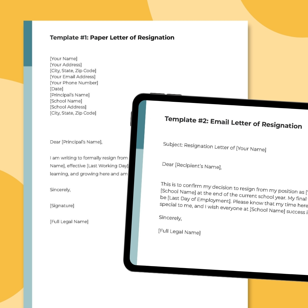Teacher Resignation Letter Templates Teacher Resignation Letter Templates