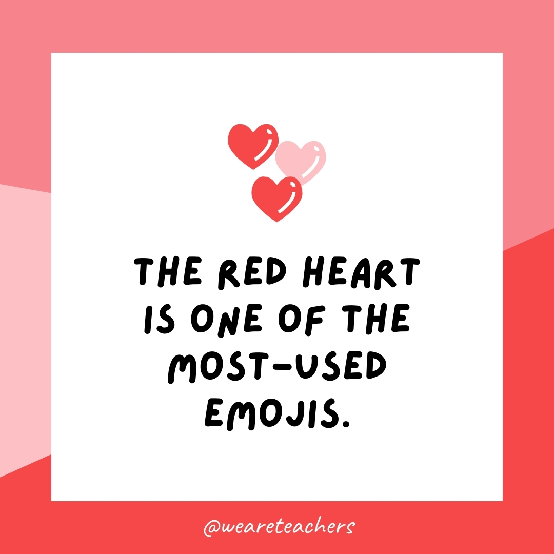 WeAreTeachers_Article_Valentines Day Facts_Image 48 *The red heart is one of the most-used emojis.