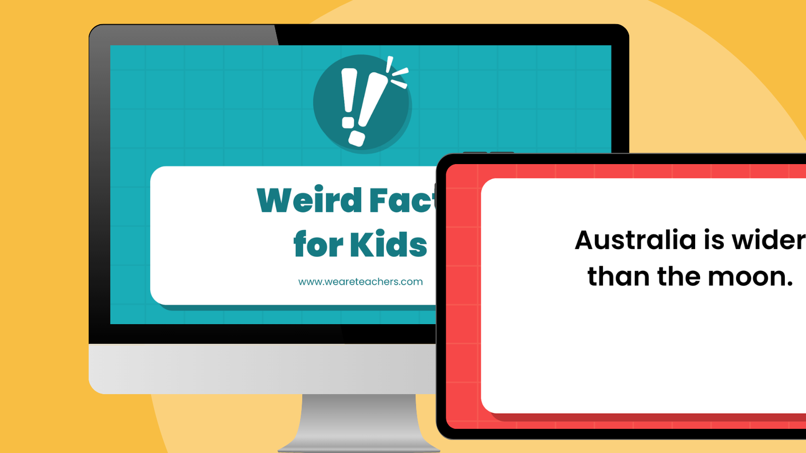 an image of a fun fact for kids on a computer and tablet screen mockup