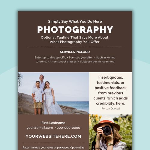 an image of an editable photography flyer template for teachers