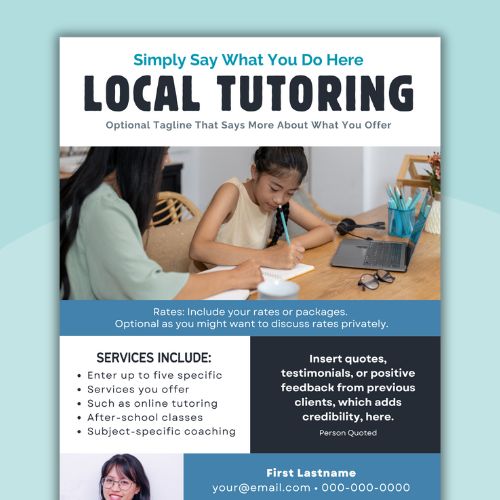 an image of an editable tutoring flyer template for teachers