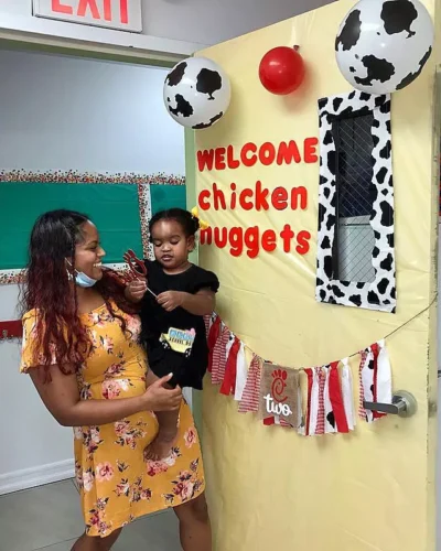 welcome chicken nuggets fast food chicken themed classroom door