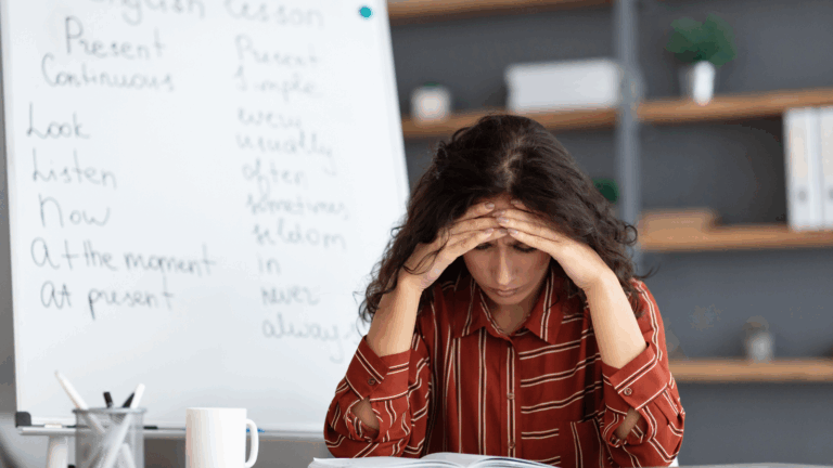 Image of a tired teacher thinking about quitting