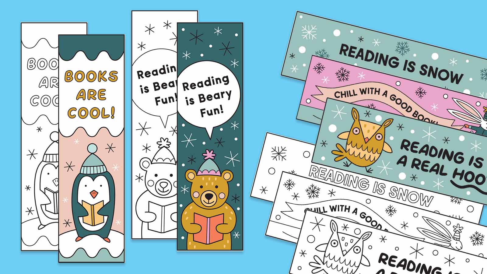 Printable winter bookmarks