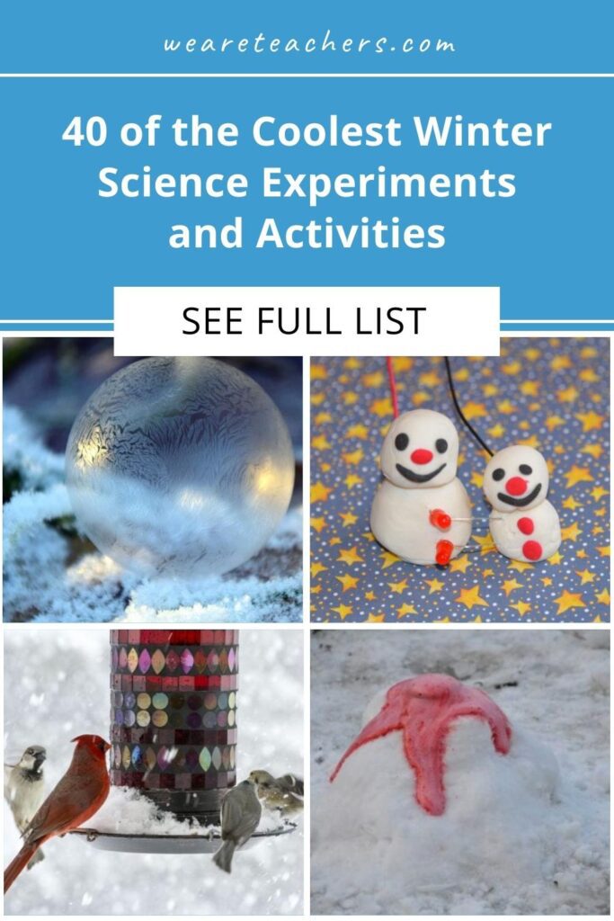 Don't let the bad weather get you down! Embrace winter science by freezing bubbles, building an igloo, looking for winter wildlife, and more.