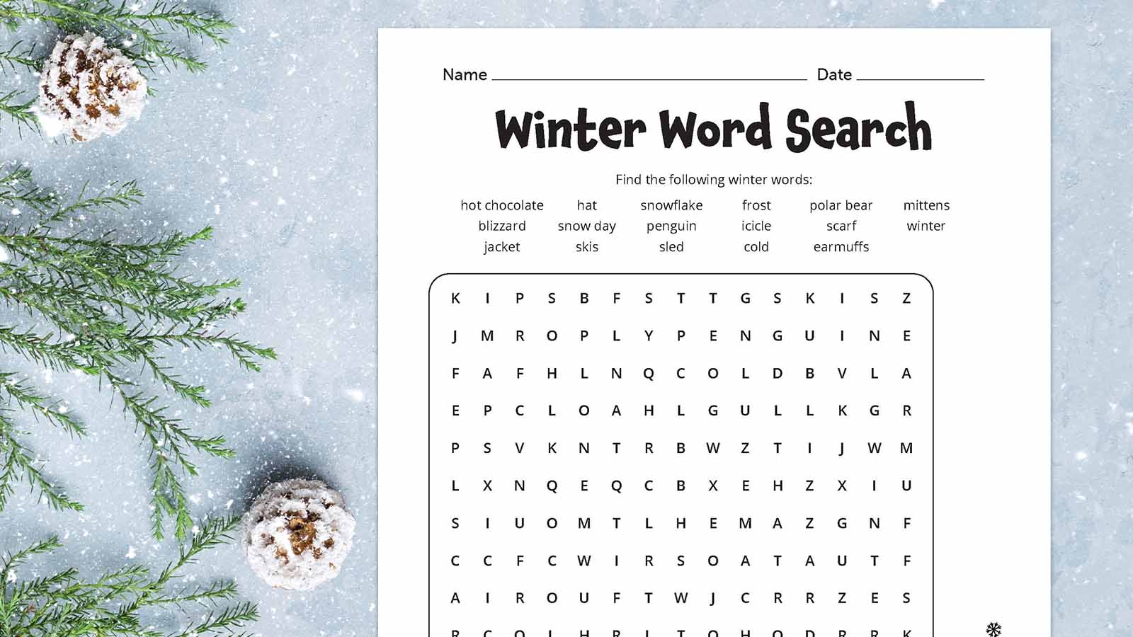 Winter Word Search Feature