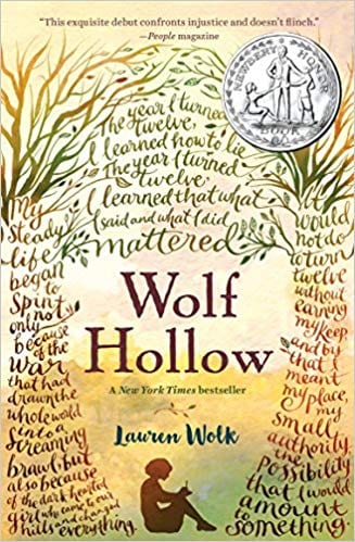 Wolf Hollow by Lauren Wolk book cover, as an example of anti-bullying books for kids