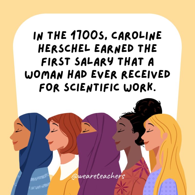 In the 1700s, Caroline Herschel earned the first salary that a woman had ever received for scientific work.