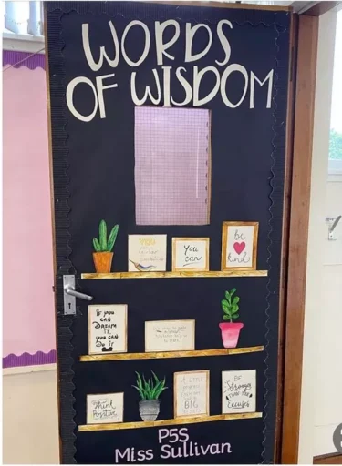 words of wisdom classroom door plants positive quote