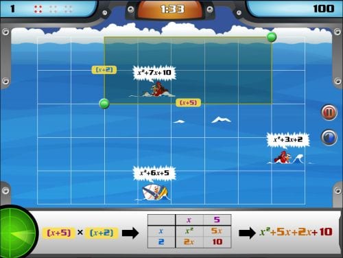 Screenshot of Wrecks Factor online math game