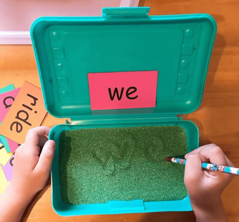Write words in individual sandboxes