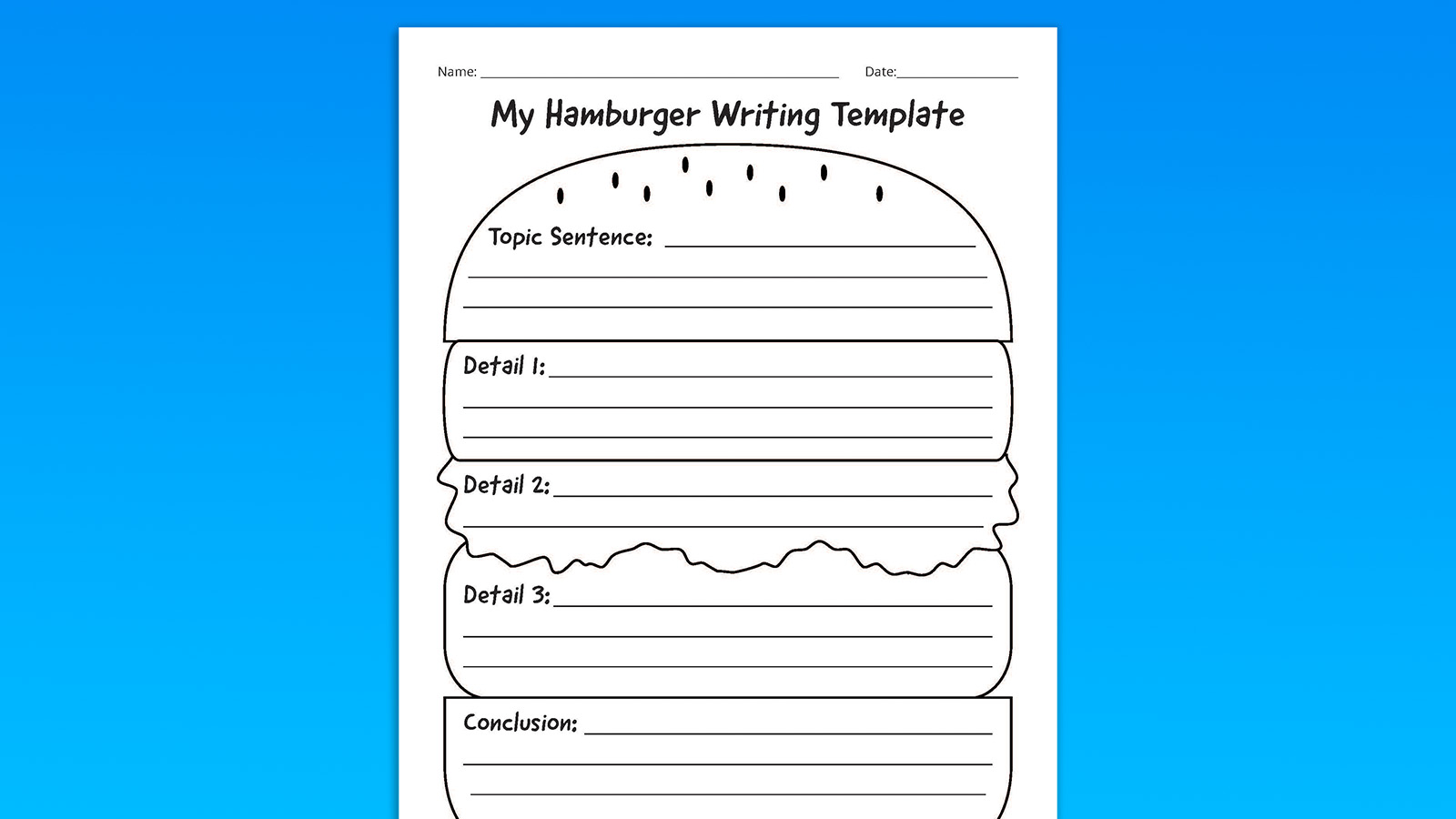 Hamburger Writing Graphic Organizer Template.