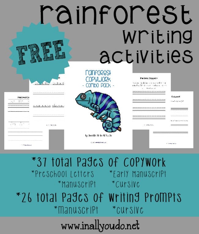 Printable rainforest writing activities