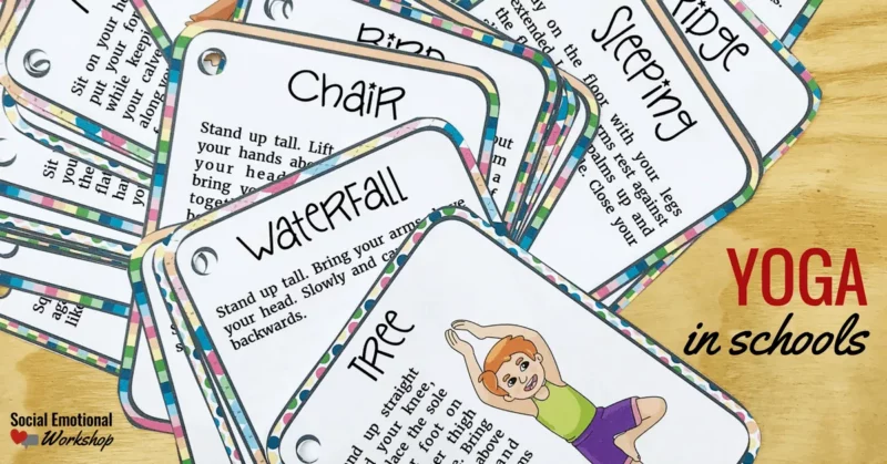 A deck of cards showing and explaining different yoga poses