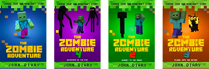 4 Zombie Adventure book covers by John Diary