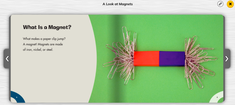 Sample page from A Look at Magnets to show headings as nonfiction text features